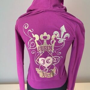 Vintage Juicy Couture Women's Purple and Gold Hoodie Jacket